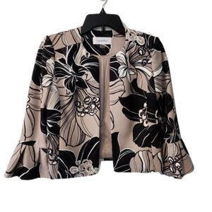 Calvin Klein Women's Black and Cream Floral Jacket